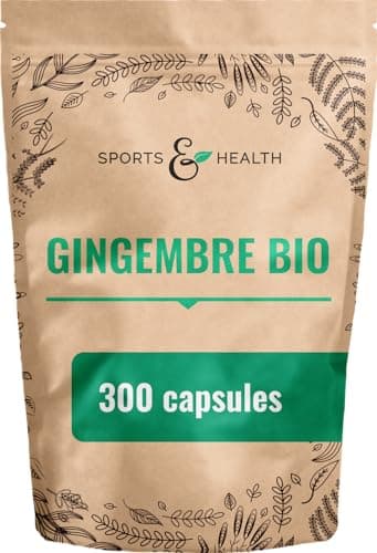 Gingembre gelule - BIO - 300 gélules pleines de gingembre bio - 600 mg par jour - Vegan - Sans additifs - Gélules de gingembre fortement concentrées