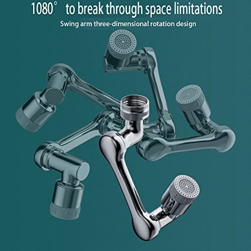 Aérateur de robinet, aérateur rotatif à 1080°, rallonge de robinet durable anti-éclaboussures, aérateur de robinet économiseur d'eau, peut être utilisé pour évier de salle de bain, évier de cuisine