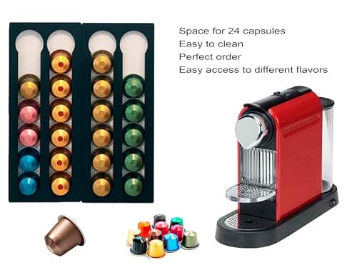 COVERBAGBCN - Ensemble de 2 Distributeurs Porte-Capsules de Café 24 unités | Compatible avec Nespresso | Support de Capsules en Méthacrylate | Versatile pour le Stockage de Capsules Café (noir mat)