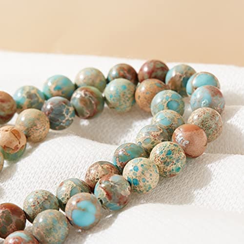 OLYCRAFT 96 pièces 8mm Perles de Jaspe Impérial Naturel Regalite Jaspe Perles Brins Rondes Perles de Pierres Précieuses en Vrac Pierre D'Énergie pour Bracelet Collier Fabrication de Bijoux