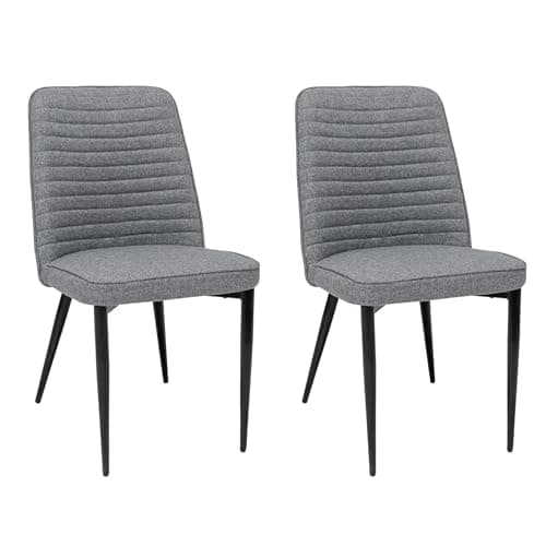 MINCETA Lot de 2 chaises de salle à manger, modernes, avec dossier rembourré, en tissu et lin, pour cuisine, salle à manger, grises