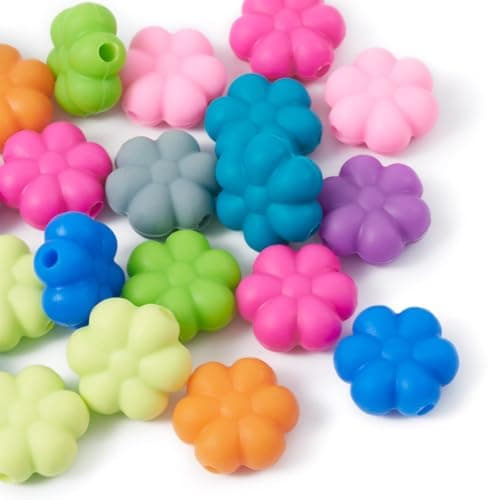 Boutigem Lot de 48 perles en silicone en forme de marguerite pour collier, bracelet, porte-clés, fabrication de bijoux, SIL-TA0001-50-BG-EU