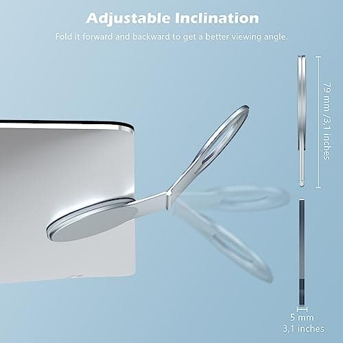 imluckies Support de Téléphone Magnétique Amovible pour Ordinateur Portable/Bureau/Moniteur/Mur, Pliable & Fin & Portable Support Modulaire pour MagSafe iPhone et Tous Téléphones, Argenté