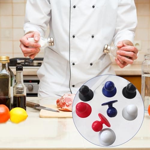 Roosea 80Pcs Boutons Ronds pour Veste de Chef Haute Qualité Boutons de Manteau de Chef Boutons de Chef Boutons de Boule de Chef Noirs Rouge Bleu Blanc Boutons en Plastique de Boule de Chef 11x18x16mm