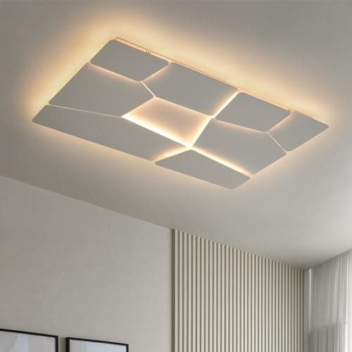Plafonnier Led Modernes,Plafonnier De Salon GéOméTrique CréAtif, éClairage De Plafond à Intensité Variable Avec TéLéCommande,Lampe Rectangulaires 90 X 60 Cm Pour Salon,Chambre à Coucher 102W