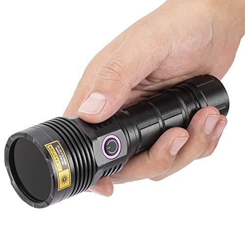 Alonefire SV47 12W Lampe Torche UV 365nm Rechargeable Longue Portée Ultraviolet Lumiere Noire Détecteur D'urine pour Resine, Pêche, Scorpion,Minéraux avec Lunettes de Protection UV, Batterie Incluse