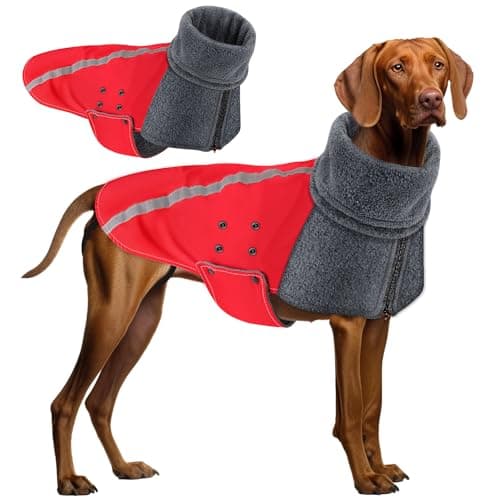 SlowTon Manteau d'hiver de Chien, Chaud Manteau Chien Hiver, Doublée en Laine Polaire Chaude Manteau Chien avec Col Roulé écharpe Gilet réfléchissant Ajustable Gilet imperméable pour Chiot