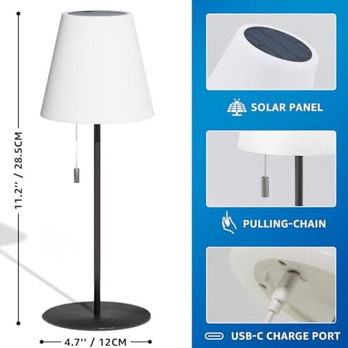 NiceBuy Lampe De Table Sans Fil Rechargeable USB LED Solaire Exterieur Jardin 8 Couleurs à TéLéCommande IP44 Impermeabile Pour Camping Restaurant Interieur ExtéRieur(Noir)