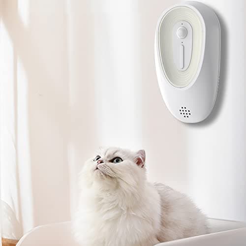 Holzsammlung Désodorisant Litière pour Chat, Désodorisant Marche/Arrêt Automatique, Boîtes à Litière pour Animaux de Compagnie Machine à Enlever les Odeurs, Éliminateur d'odeurs Rechargeable USB