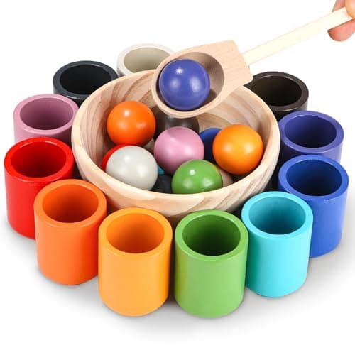 Jouet Montessori en Bois pour les Jouet Enfant 2 ans et plus, Jeu Enfant 2 ans Préscolaire de tri et D'association pour Apprendre à Reconnaître les Couleurs et à Compter, Cadeau pour Les 2 3 4 5 Ans