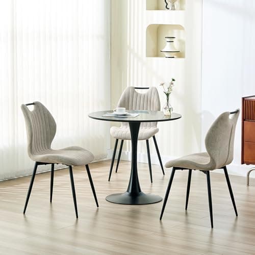 LEWE Chaises de Salle à Manger Lot de 4, Chaises de Cuisine Chaise de Salon Chaise Rembourrée avec Pieds en Métal, Chaise de Maquillage avec Dossier en Tissu, Chaises Pour Salle à Manger Salon Cuisine