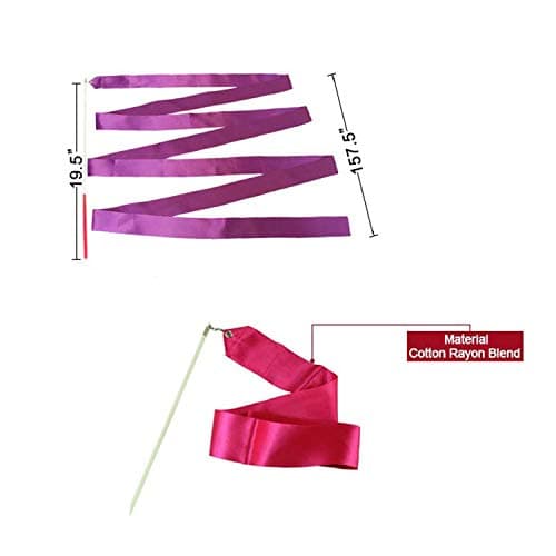 Trimming Shop Ruban de Gymnastique Rythmique avec bâton de Danse virevoltant pour Enfants, Danse Artistique, activités d'entraînement de Gymnastique, 4 mètres, 5 Couleurs Assorties