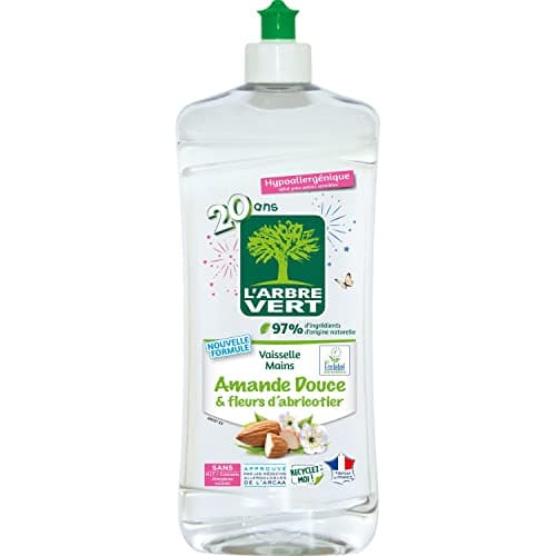 L'Arbre Vert Liquide Vaisselle Mains Amande Douce/Fleurs d'Abricotier Hypoallergénique, 750ml