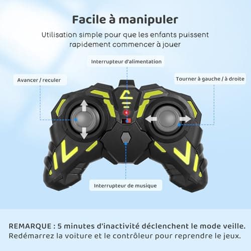 SGILE Voiture Télécommandée 3 Ans, Voiture Télécommandée Enfant 2.4 Ghz avec Lumières LED et Musique, Jouet Enfants 3ans Garçons Filles Cadeau d'anniversaire