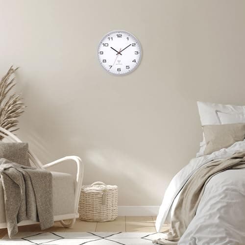 VINILITE Horloge Murale Radio Pilotée 30cm Moderne Pendule Murale à Grands Chiffres pour Salon, Cuisine, Bureau, Chambre