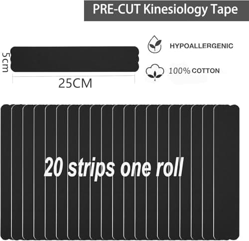 ANAMPION 3 Rouleaux Bande Kinesiologie Precut Style de Vague, 5cm*5m Kinesio Tape pour la Physique, Imperméable Bande Kinesiologie pour Genou, Coude et l'épaule(Noir+Couleur rose+Couleur de peau)