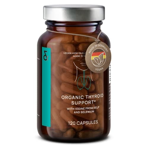 Iode Thyroide Bio avec Selenium Bio - Complement Alimentaire Thyroide - 150 μg per Iode Gelules + 55 μg Sélénium - à base de Algue Kelp et Selenium Naturel - 120 Capsule d'Iode - Vegan