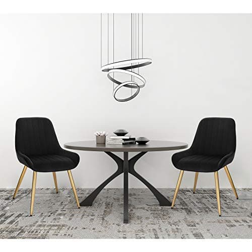 Lestarain Chaises de Salle à Manger Lot de 4 avec Dossier,Chaise de Cuisine Chaise de Salon Fauteuil Chaise Velours avec Pieds en Métal,Noir