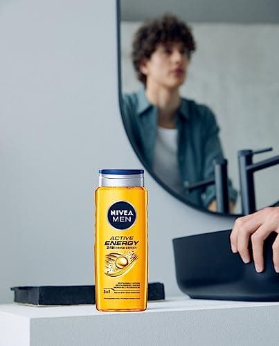 NIVEA MEN Active Energy 3in1 Gel douche énergisant pour hommes avec de la caféine 500 ml