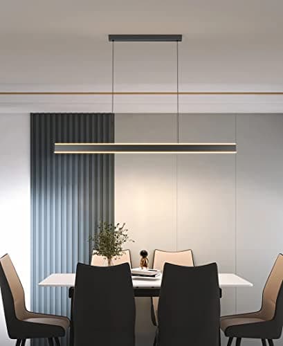 LED dimmable lampe à suspension table à manger lampe à suspension moderne avec télécommande lampe à suspension LED Restaurant Bureau bureau bureau salon cuisine lumière (Noir, L80cm)