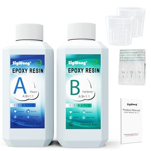 SigWong Résine Époxy Transparente 520ml Kit - 1: 1 Ratio Revêtement en résine époxy cristalline pour bois, Artisanat, De l'art, table, fabrication de bijoux, Tables de rivière