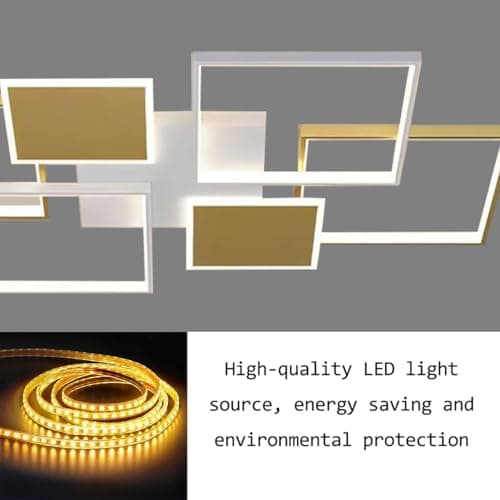 Plafonnier LED moderne Dimmable avec télécommande, lampe de salon noire plafonnier LED plafonnier noir L90 / L110CM plafonnier (L90CM - Doré)
