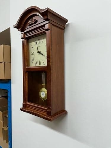 Horloge murale pendule 49 cm, horloge pendule, horloge de carillon avant les cloches, fabriquée en bois. Disponible en num. Romains