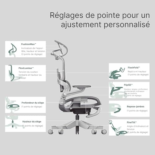 HINOMI H1 Pro V2 Chaise de Bureau Ergonomique avec Repose Pied, Support Lombaire 3D, Fauteuil de Bureau Ergonomique Pliable, Accoudoirs 5D, Siege de Bureau Inclinable 136° (Noir, Hauteur Standard)
