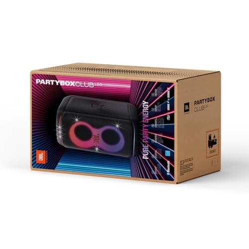 JBL Partybox Club 120, Enceinte portable de soirée, poignée pliable ergonomique, son JBL Pro, jeu de lumières, 12 heures d'autonomie, résistante aux éclaboussures IPX4, en noir