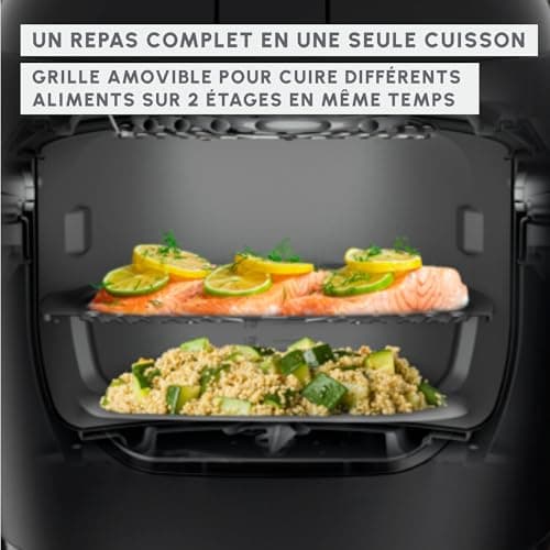 Moulinex Multicook & Fry, multicuiseur et air fryer intégré, 12programmes, Cuisson sur 2 niveaux, Départ différé, Capacité 6L, Gris Hippo, MZ730BF0