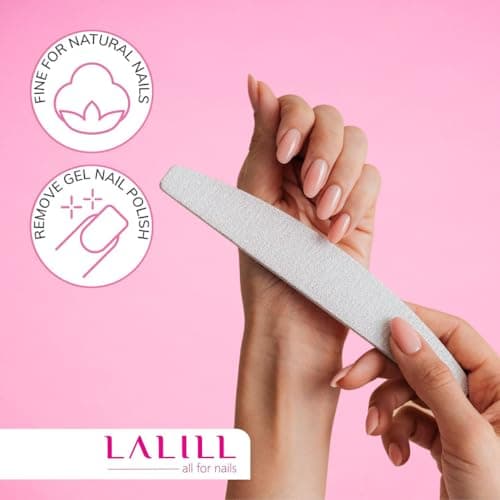 LALILL Lime à Ongles 50 Pcs. 100/180 Grain, Demi-Lune Zebra - Limes à ongles pour Gel - Modelage D'ongles Hybride, Acrylique, Polish Gel - Bilatéral, Jetable - Manucure, Buffer, Bloc, Professionnel
