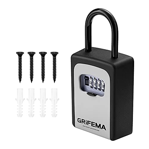GRIFEMA Boite a Clefs Murale Avec Manipuler - Avec Code 4 Chiffres Sécurisée Exterieur, Résistant aux Intempéries, Cofre fort Robuste, pour Les Cartes, Alliage de Zinc