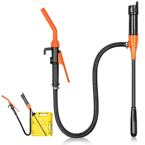 Pompe à essence électrique à piles - Pompe à siphon - Pompe à batterie - Pompe à bidon - Pompe d'aspiration automatique pour essence (orange)