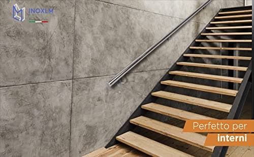 INOXLM Main Courante pour escalier en Acier Inoxydable AISI 304 ⌀ 33,7 mm, Rampe escalier Finition Satinée Fabriqué en Italie, Garde corps escalier pour Intérieur et Extérieur (300cm)
