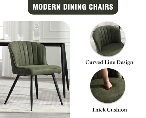 Wahson Chaises de Salle a Manger en Similicuir Lot de 2 Chaise Salle à Manger Moderne avec Coussin Épais Chaise de Cuisine avec Pied Métal, Chaise Cuir PU pour Salle à Manger/Restaurant, Vert