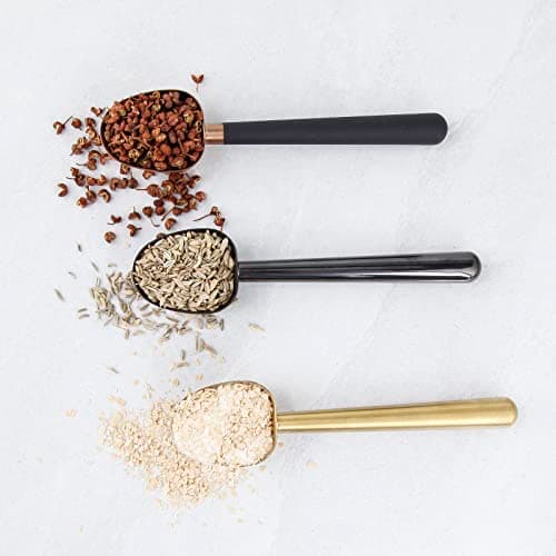 Easyworkz Cuillère à café en acier inoxydable à long manche creux, cuillère à mesurer pour café moulu et thé en vrac,Or en laiton
