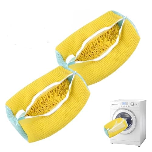 DUOJIN Sacs à Linge pour Chaussures Réutilisables Sac Lavage Chaussures Machine à Laver avec Fermeture Éclair, Filet Linge Machine à Laver Chaussures Protéger Chaussures (Jaune)