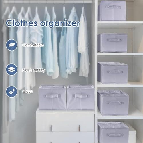 hinrey 4Pcs Rangement Vêtement de Garde-robe, Organisateur Tiroir avec Compartiments pour Jeans, Pliable et Lavable avec Poignée