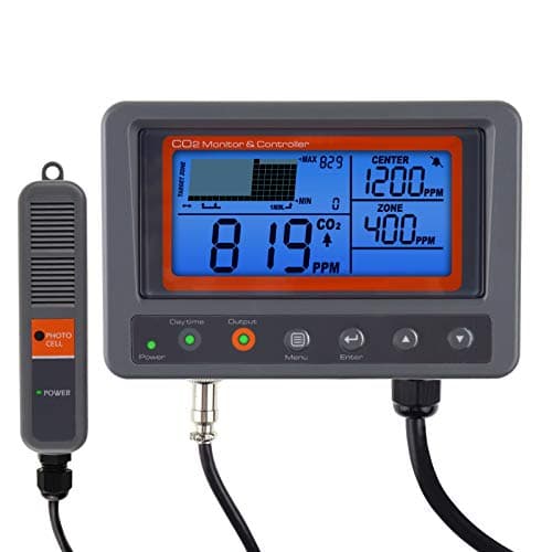 Contrôleur de CO2 Contrôleur de dioxyde de Carbone Moniteur de CO2 Fonction Relais Jour et Nuit, capteur de CO2 NDIR pour Serre, salles de Culture, Usine, Maison, Bureau