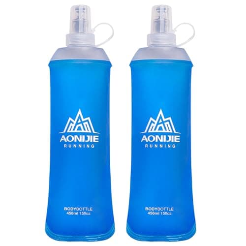 TRIWONDER Gourde Souple Pliable Flasque Running Bouteille d'eau Souple Poche Hydratation Réservoir d'eau Flacon pour Sport Utilisation en Extérieur (450 ML - 2 Pièces)