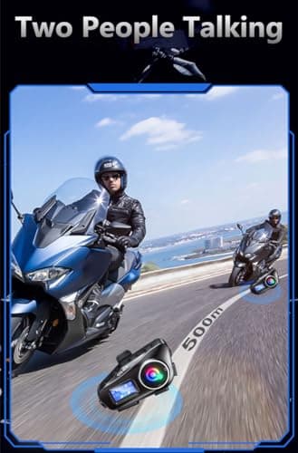 OBEST Intercom Moto Casque 500M, Bluetooth Moto Casque d'écoute, Prise en Charge l'audio FM/Carte CF/Siri, Partage Musique, IP65 Interphone Communication Système avec Lumière Atmosphérique, 1000mAh