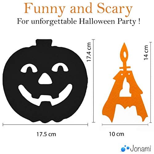 Jonami Deco Halloween Decoration Halloween - Happy Halloween Banderole Banniere, Guirlandes Citrouilles et Araignees, Photomaton Photoboot Props, Ballons Noir Orange avec Fantomes