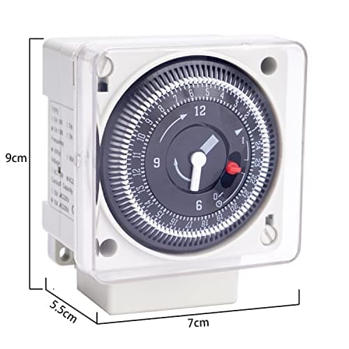 Minuteur mécanique, 220-240 V 16 A, 24 Heures, analogique Quotidien, Interrupteur Universel – Interrupteur horaire à Canal Unique, minuterie segmentée à Immersion
