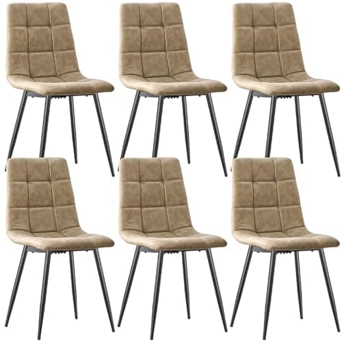 LEWE Chaises de Salle à Manger Set de 6,Tissu Technologique Chaise de Salle à Manger Chaise de Cuisine Chaise Rembourrée Chaise Design avec Dossier,pour Salle à Manger, Salon, Cuisine
