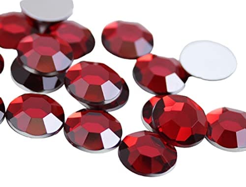 Allstarco 15mm Red Ruby H103 Flat Back Acrylic Rhinestones Cosplay Plastic Gems Embelishments Jewelry Making Crafts Scrapbooking Costume Jewels - 50 Pieces