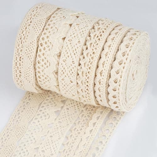 Lot de 6 Rouleaux de Ruban de Dentelle crème Vintage de 30 m