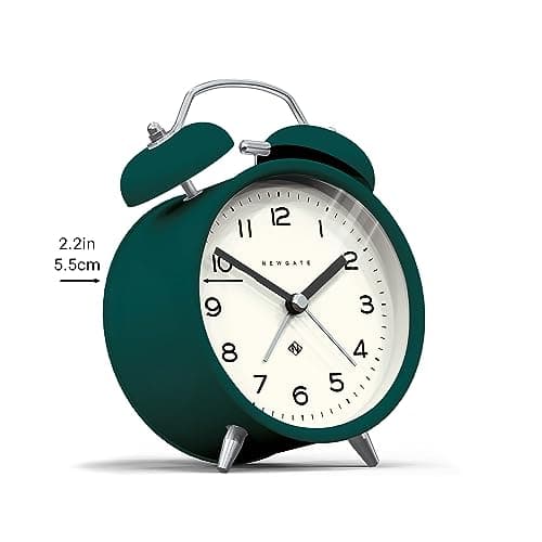 NEWGATE ® Charlie Bell Echo Alarm - Petit Réveil de Chevet Contemporain - Accessoires de Chambre - Réveils - Accessoires de Bureau - Horloge de Chevet - Chiffres Arabes (Vert Éden)