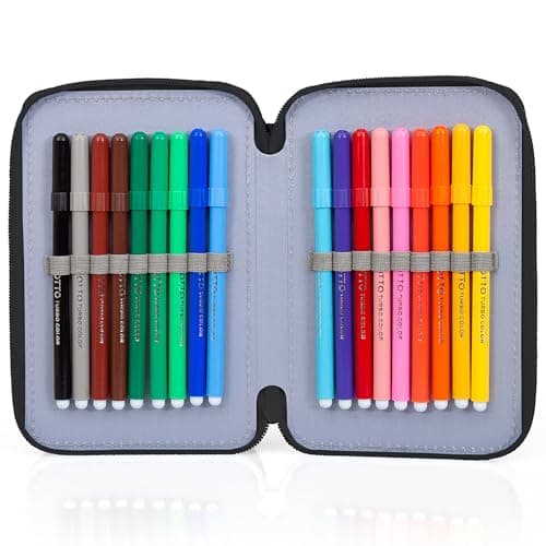 Clondo Trousse Triple Remplie Enfant, pour Batman Fan, 45 Accessoires Scolaires, 3 Fermetures Éclair, Compartiments Organisés, Crayons de Couleur, Feutres, Colle, Ciseaux