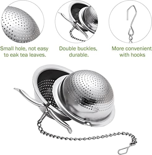 YSTrillion Filtres à Thé 2 pièces Boule De Passoire à Thé,Filtre à Thé En Acier Inoxydable,Filtre à Thé avec Chaîne pour Infuser du Thé en vrac et Des Epices