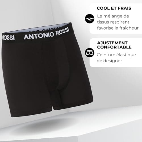 ANTONIO ROSSI (lot de 12) boxers ajustés pour hommes - Boxers pour hommes avec ceinture élastique